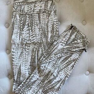 Free People Off White and Green Patterned Pants